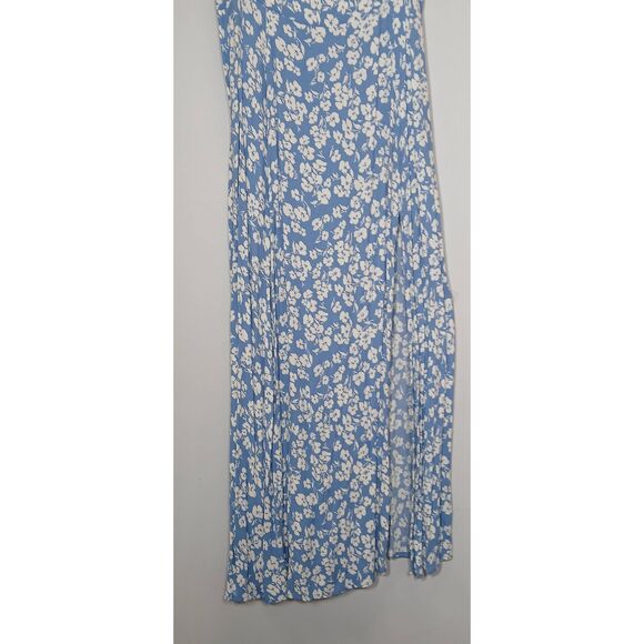 Reformation womens size 10 amethyst dress midi square neck ruffle blue floral - Picture 2 of 10